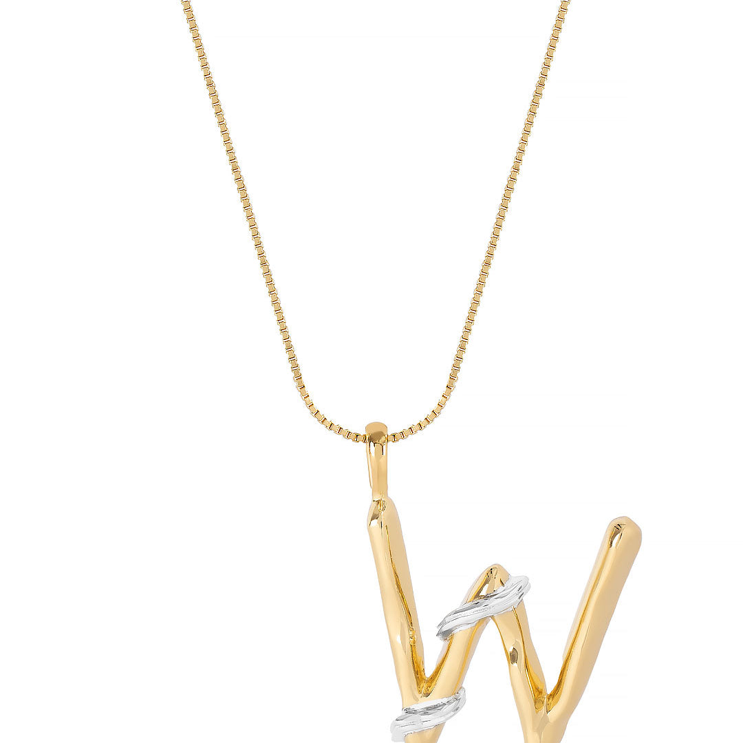 W Pause Initial Necklace