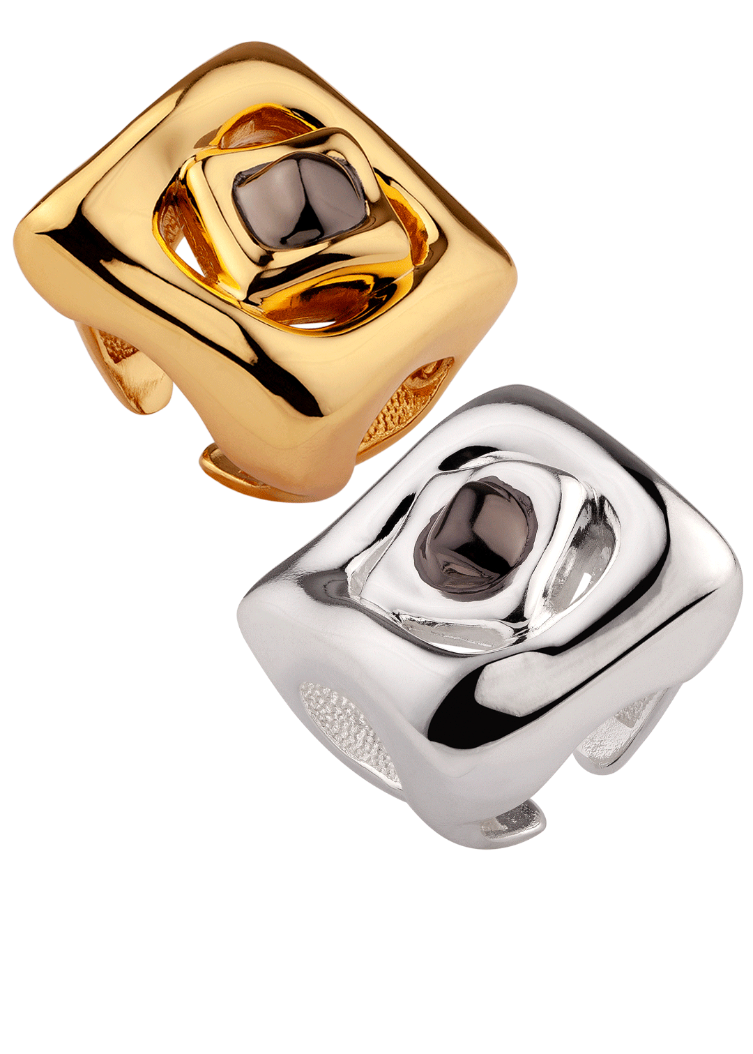 Anel Grande Bicolor Quadrado Revolução