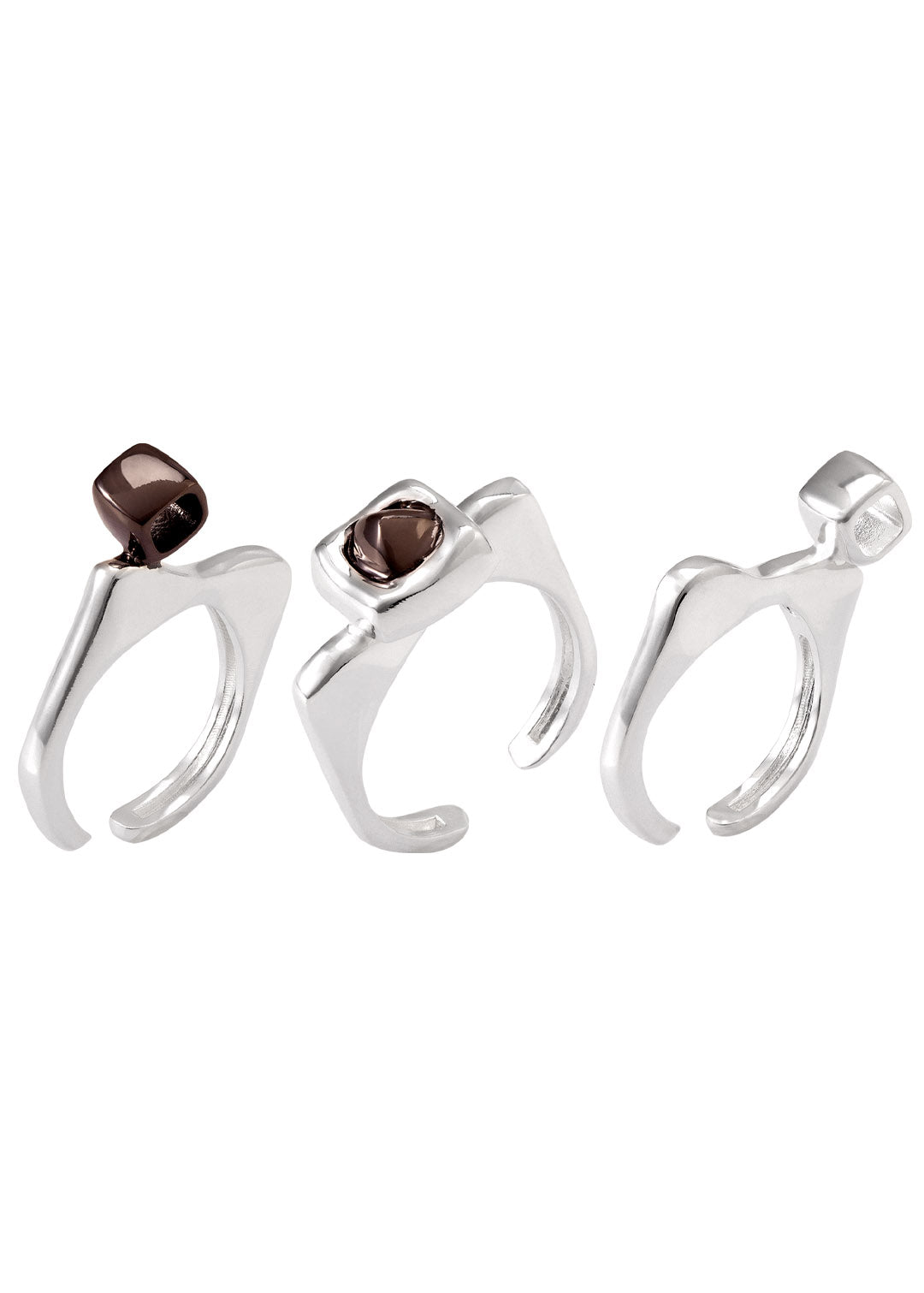 Trio de Anéis Cubo Bicolor Revolução