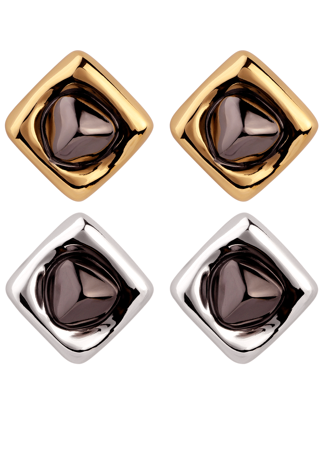 Brinco Pequeno Bicolor Quadrado Revolução