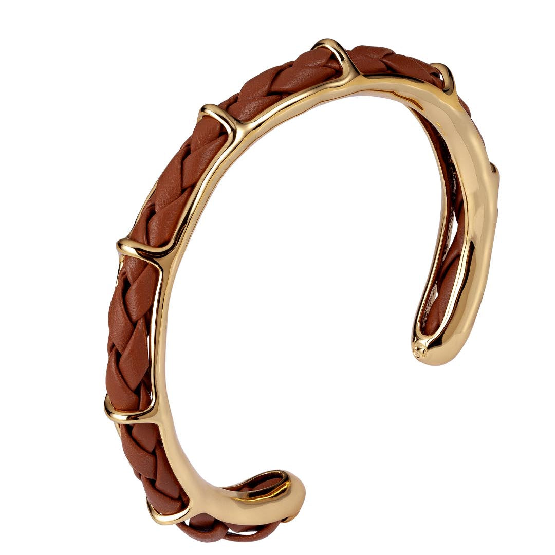 Bracelete Couro Marrom Estela