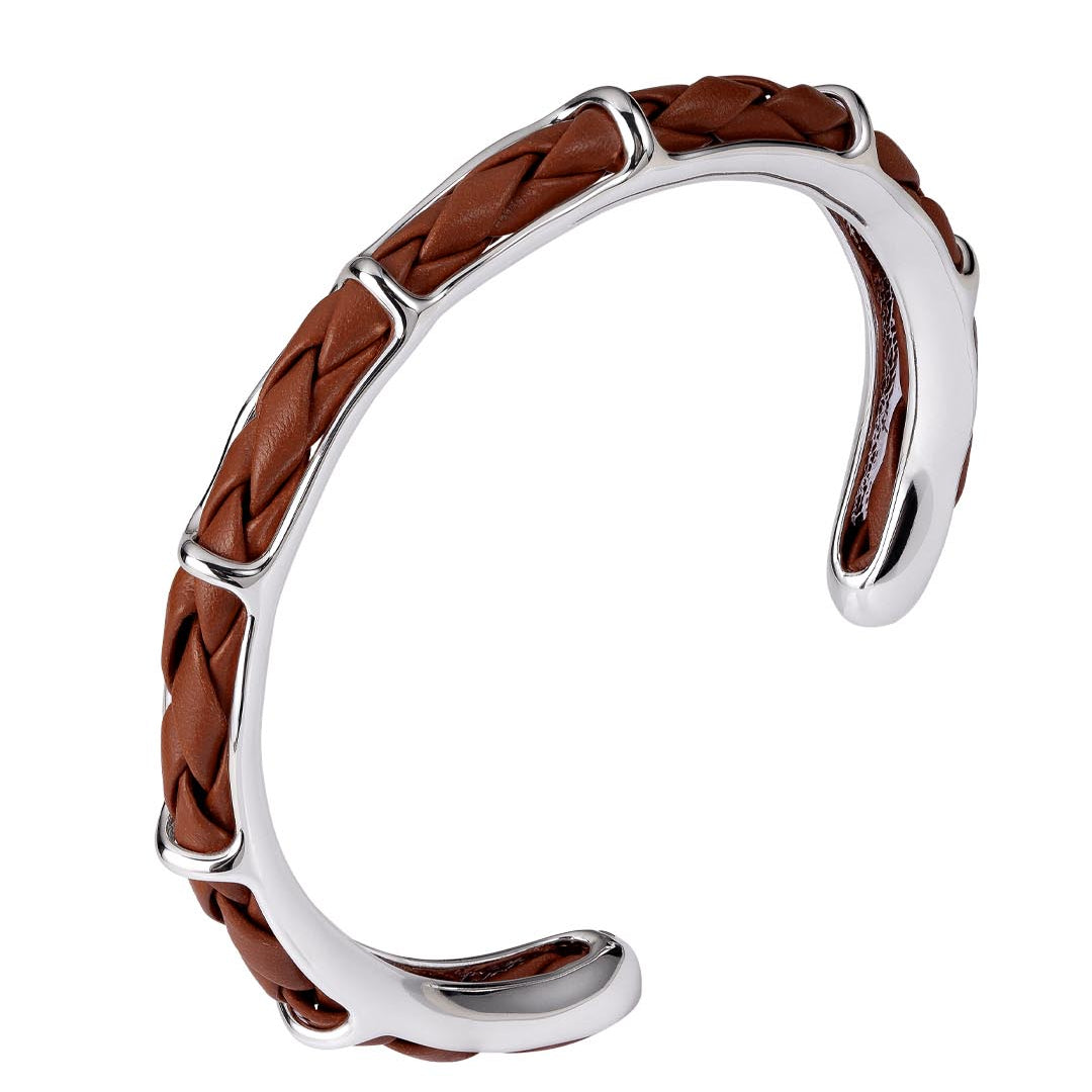Bracelete Couro Marrom Estela
