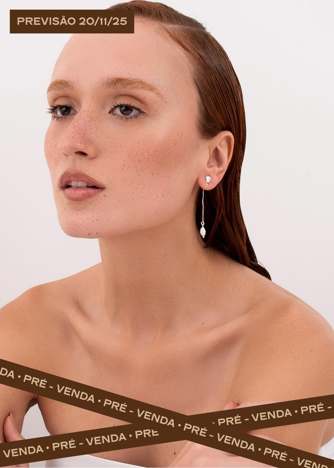 Brinco Mini Alongado Pérola Mergulho