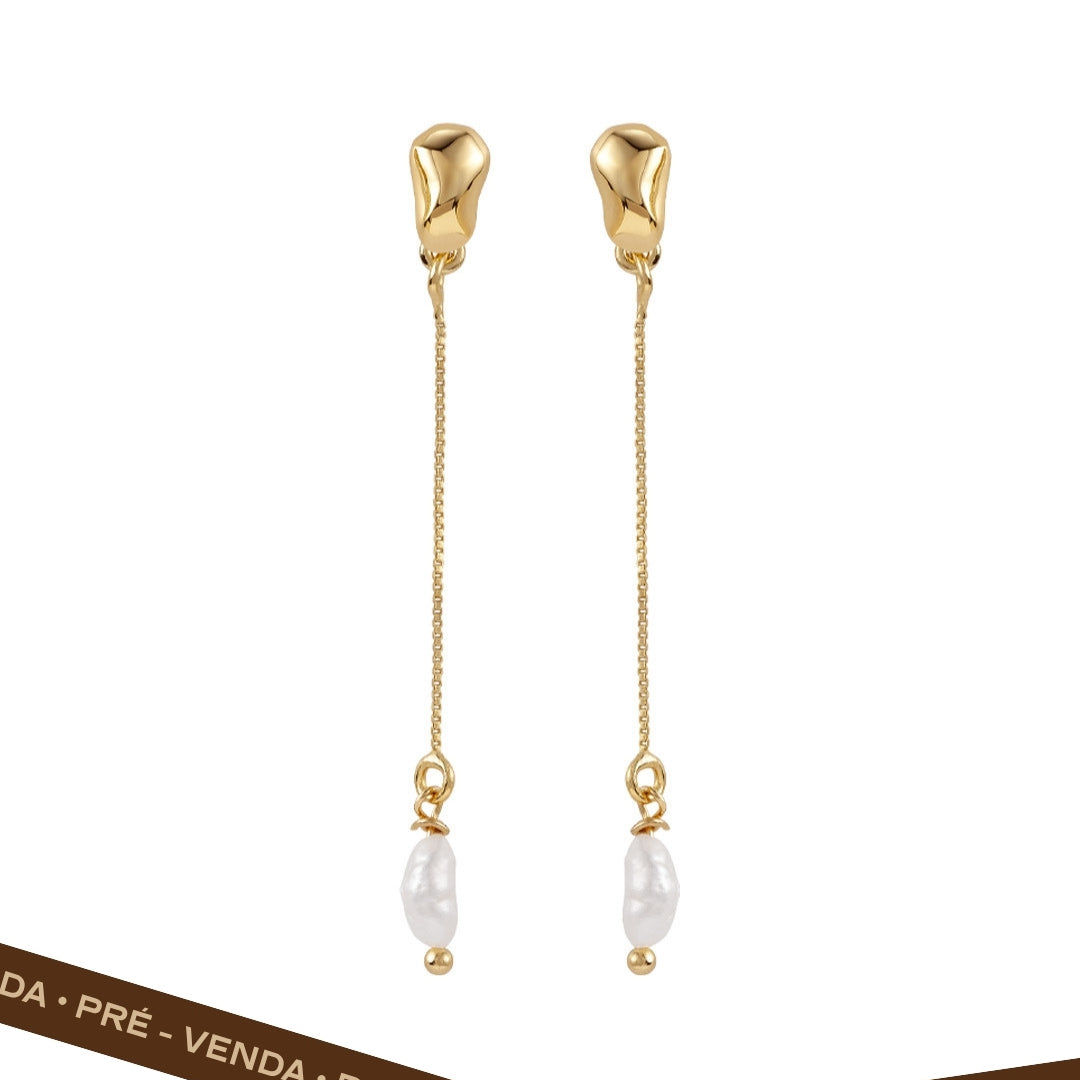 Brinco Mini Alongado Pérola Mergulho