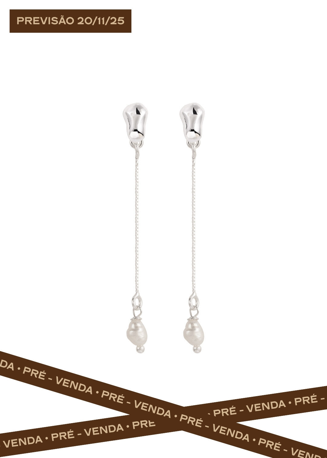 Brinco Mini Alongado Pérola Mergulho