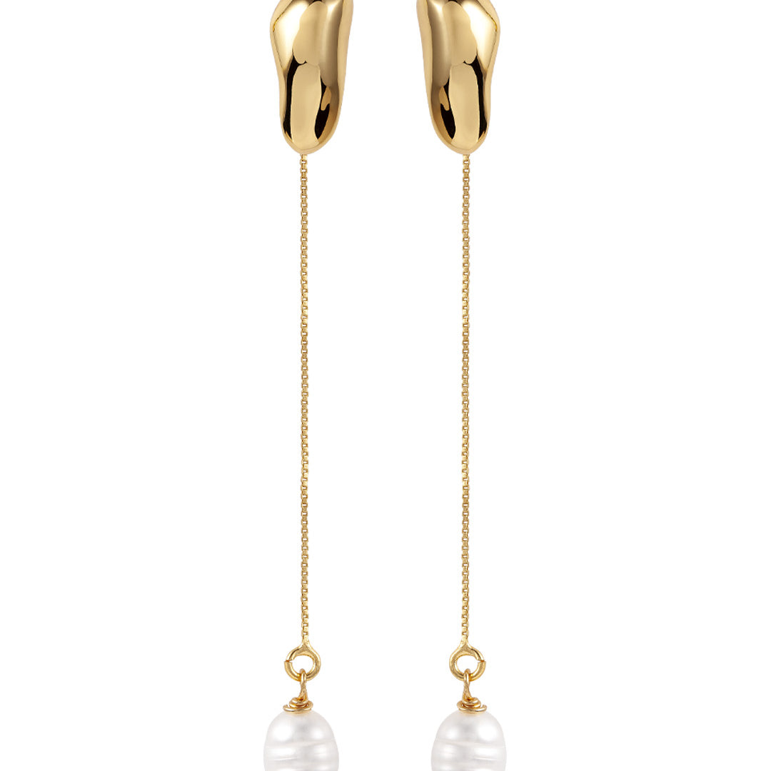 Brinco Pequeno Alongado Pérola Mergulho